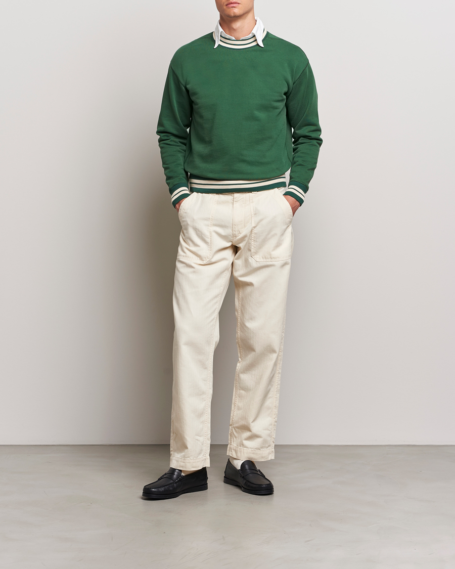 Herre | Gensere | Drake's | Striped Rib Sweatshirt Green