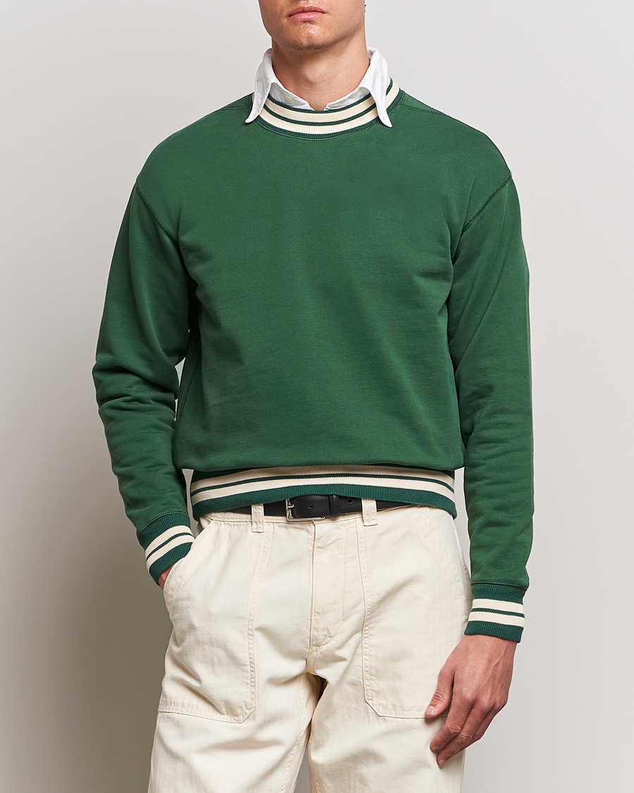 Herre |  | Drake\'s | Striped Rib Sweatshirt Green