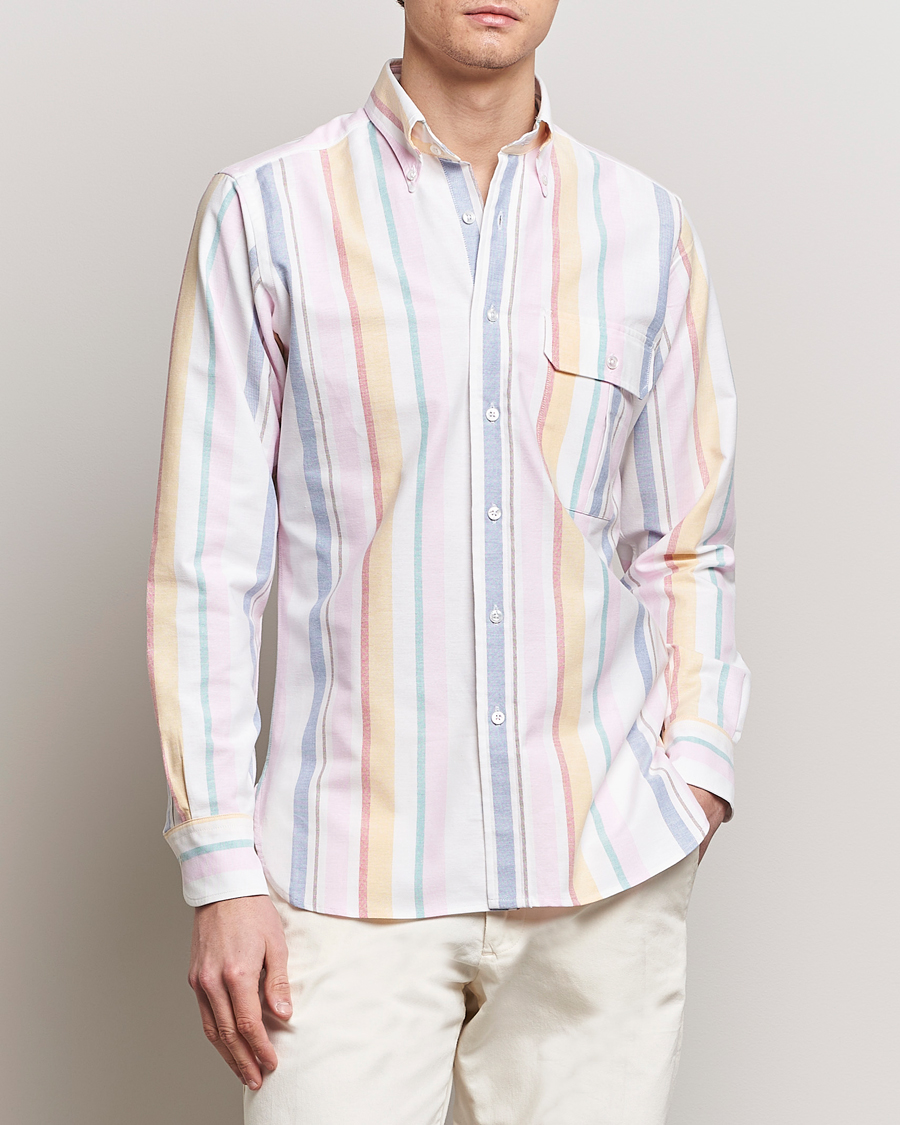 Herre | Best of British | Drake's | Multi Stripe Oxford Shirt Multi