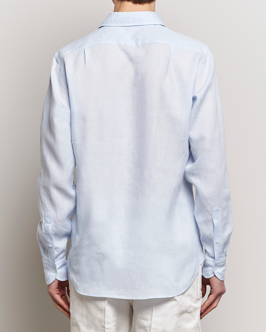 Herre | Skjorter | Drake's | Linen Summer Shirt Sky Blue