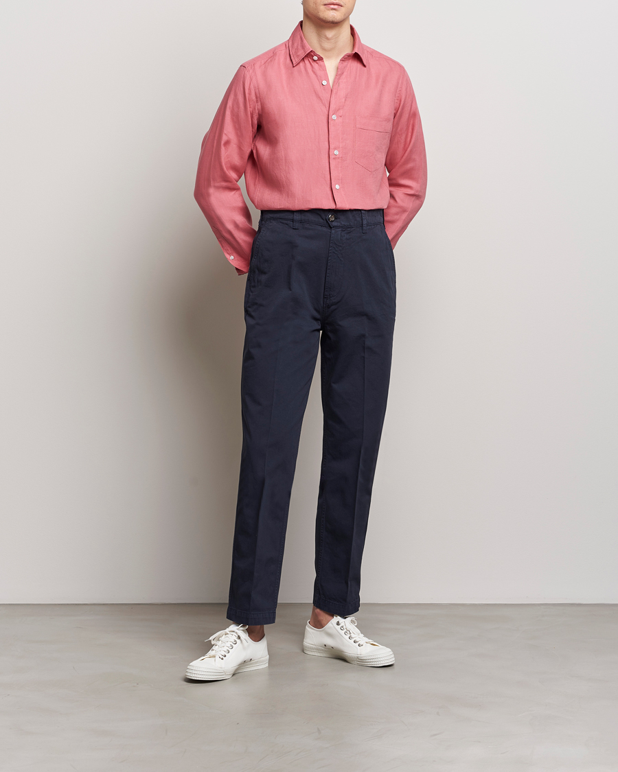 Herre | Skjorter | Drake's | Linen Summer Shirt Pink