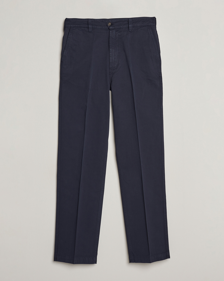 Herre | Bukser | Drake's | Flat Front Cotton Chino Navy