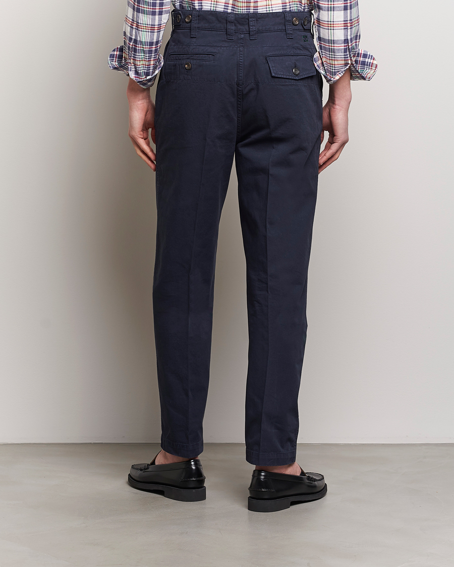 Herre | Bukser | Drake's | Flat Front Cotton Chino Navy