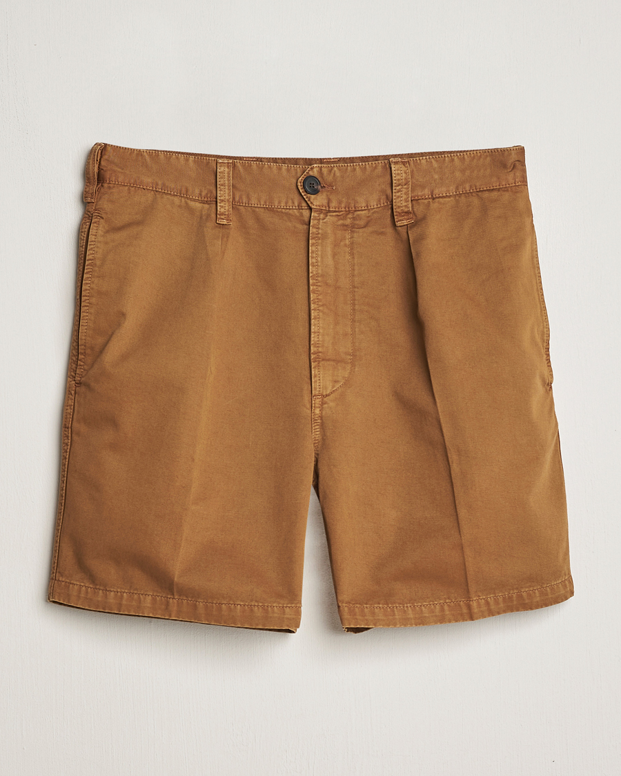 Herre | Shorts | Drake's | Cotton Twill Chino Shorts Washed Tobacco