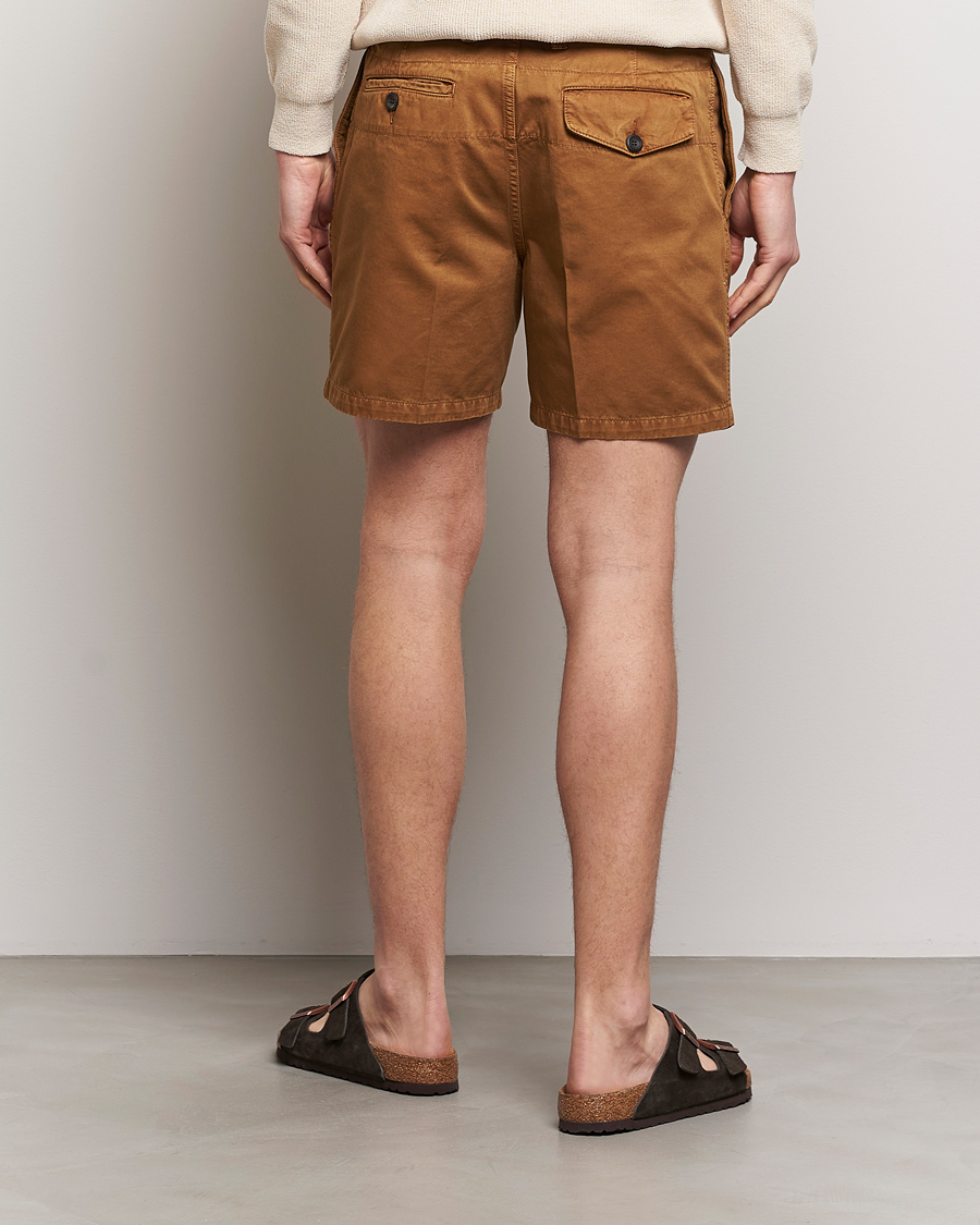 Herre | Shorts | Drake's | Cotton Twill Chino Shorts Washed Tobacco