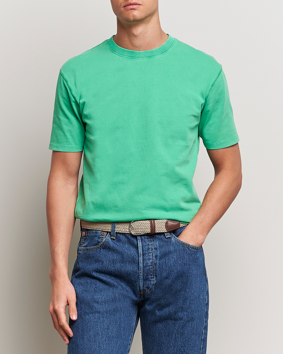 Herre | T-Shirts | Drake's | Washed Hiking T-Shirt Green