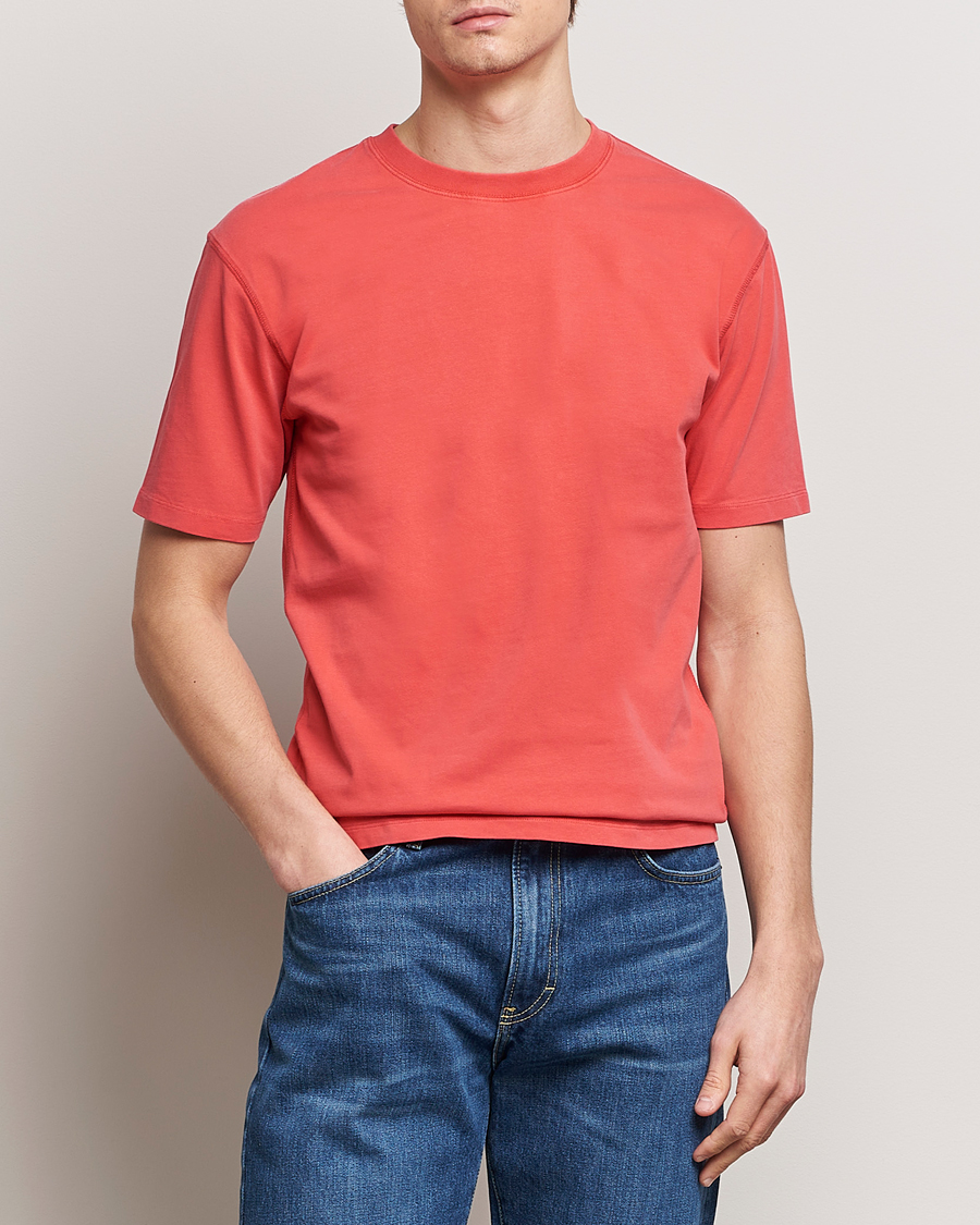 Herre | Kortermede t-shirts | Drake\'s | Washed Hiking T-Shirt Red