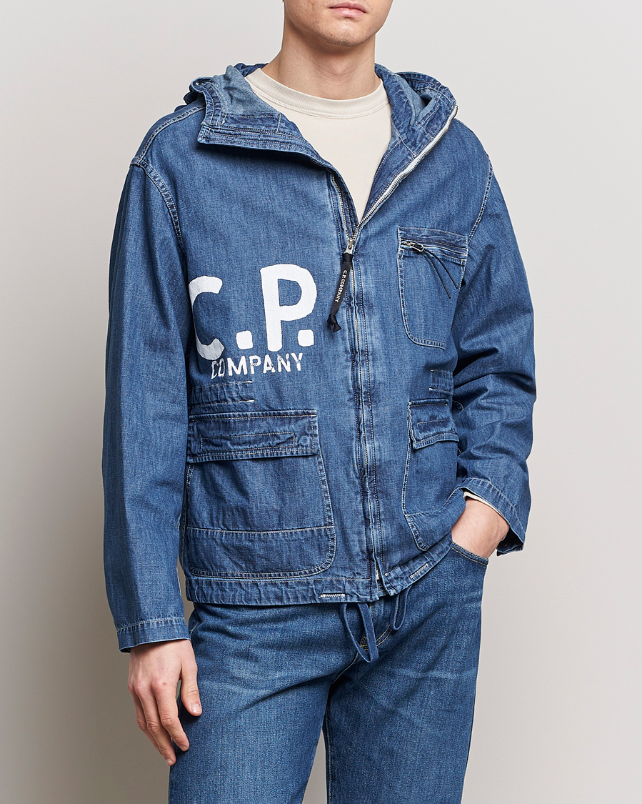 Herre | Contemporary Creators | C.P. Company | Hooded Denim Goggles Jacket Indigo