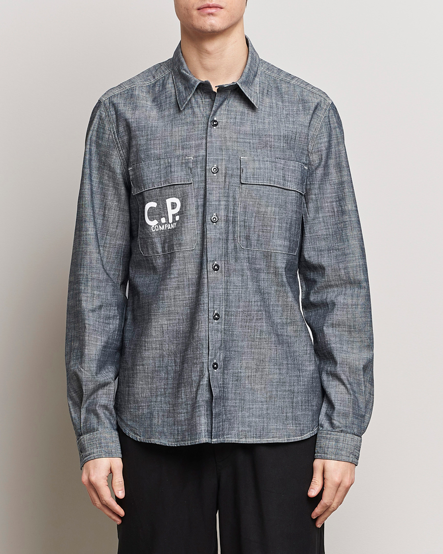 Men |  | C.P. Company | Long Sleeve Chambray Denim Shirt Black