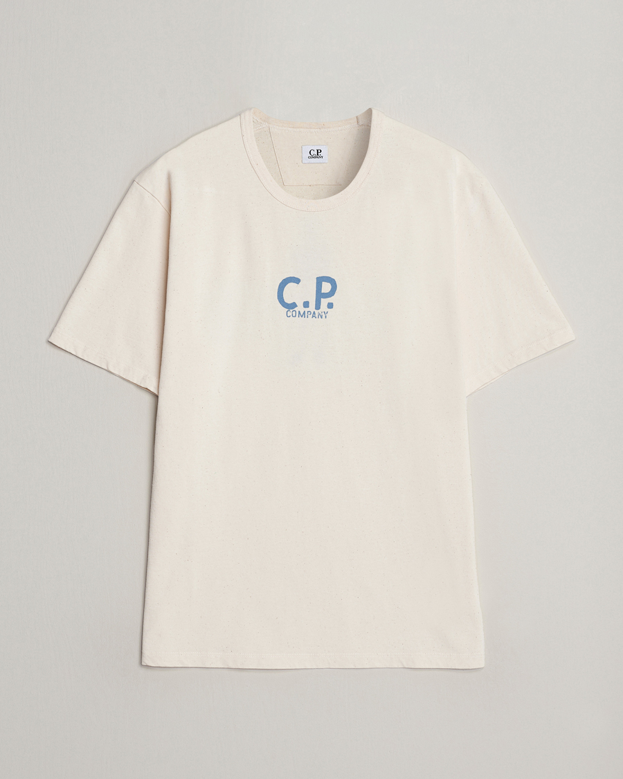 Herre | T-Shirts | C.P. Company | Short Sleeve Jersey Guscette Logo T-Shirt Natural