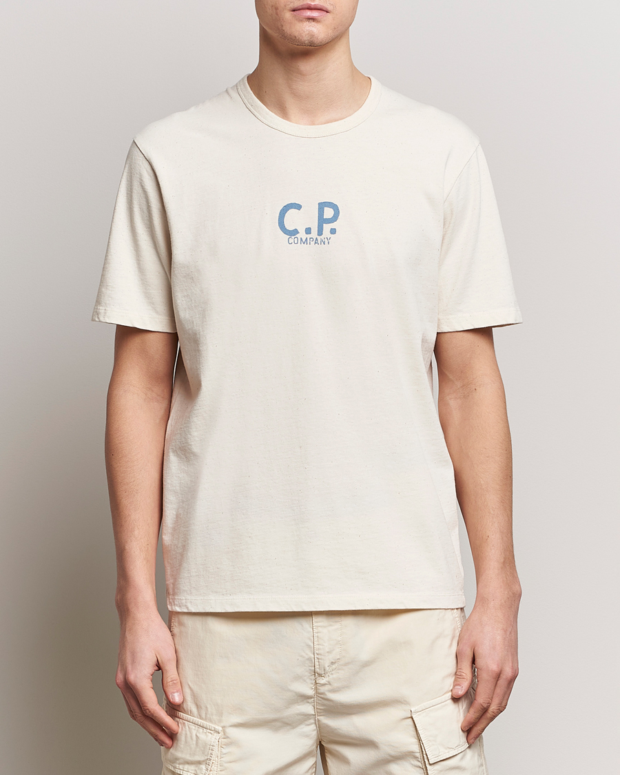 Herre |  | C.P. Company | Short Sleeve Jersey Guscette Logo T-Shirt Natural