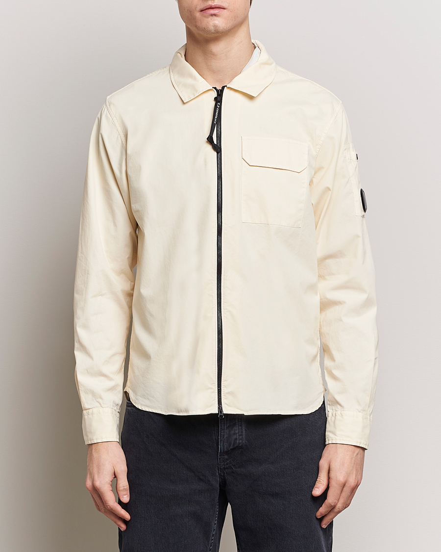 Herre | Avdelinger | C.P. Company | Garment Dyed Gabardine Zip Shirt Jacket Ecru