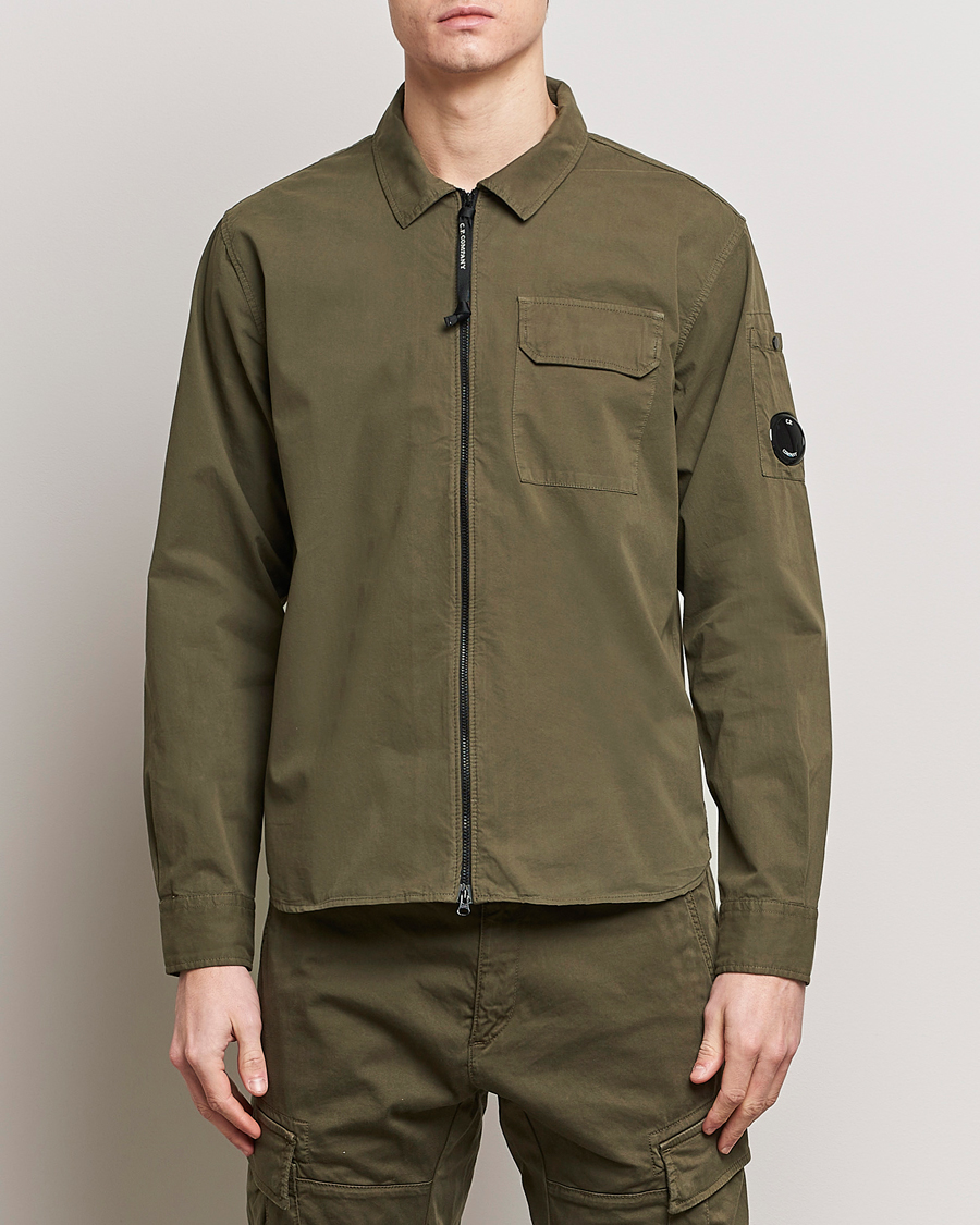 Herre | Sommer | C.P. Company | Garment Dyed Gabardine Zip Shirt Jacket Army