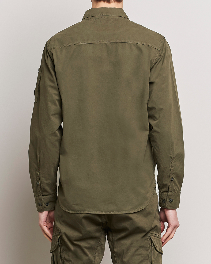Herre | Skjorter | C.P. Company | Garment Dyed Gabardine Zip Shirt Jacket Army