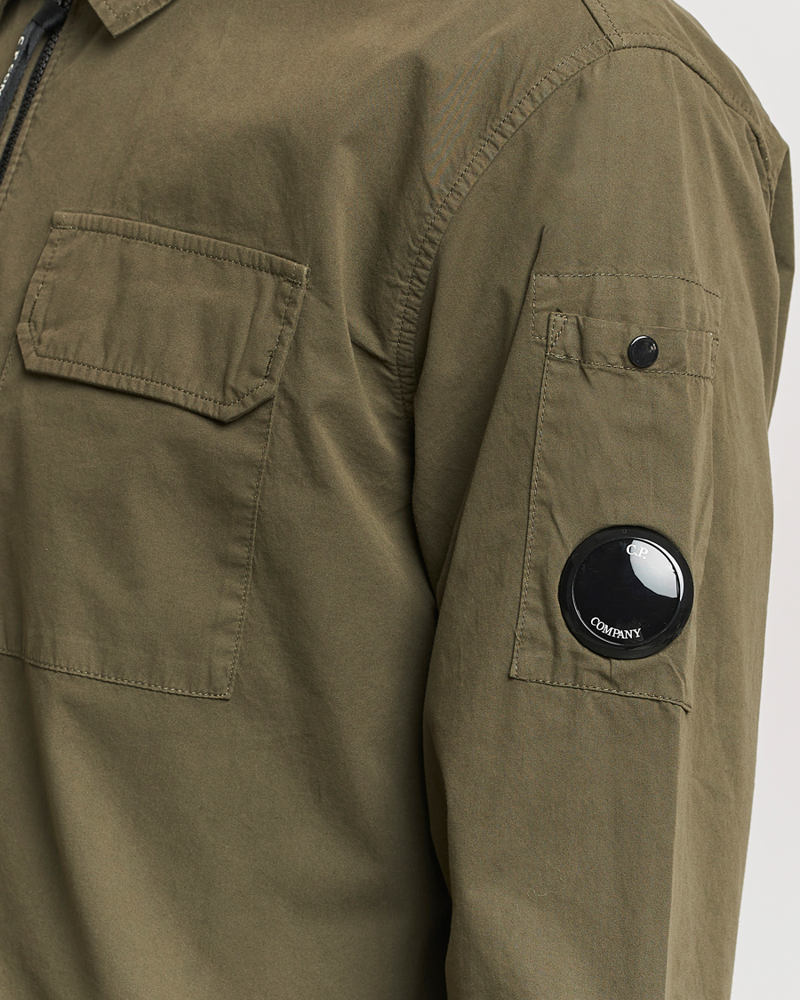 Herre | Skjorter | C.P. Company | Garment Dyed Gabardine Zip Shirt Jacket Army