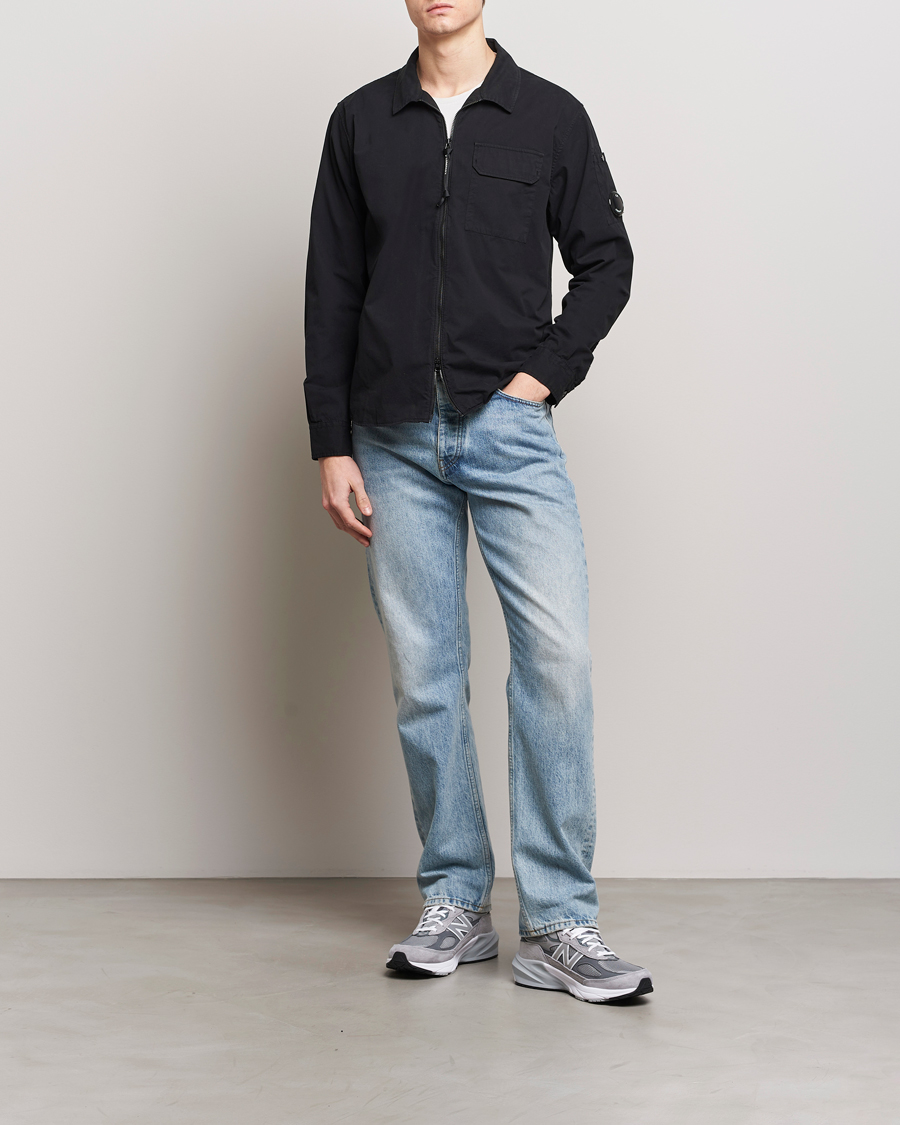 Herre | Skjorter | C.P. Company | Garment Dyed Gabardine Zip Shirt Jacket Black