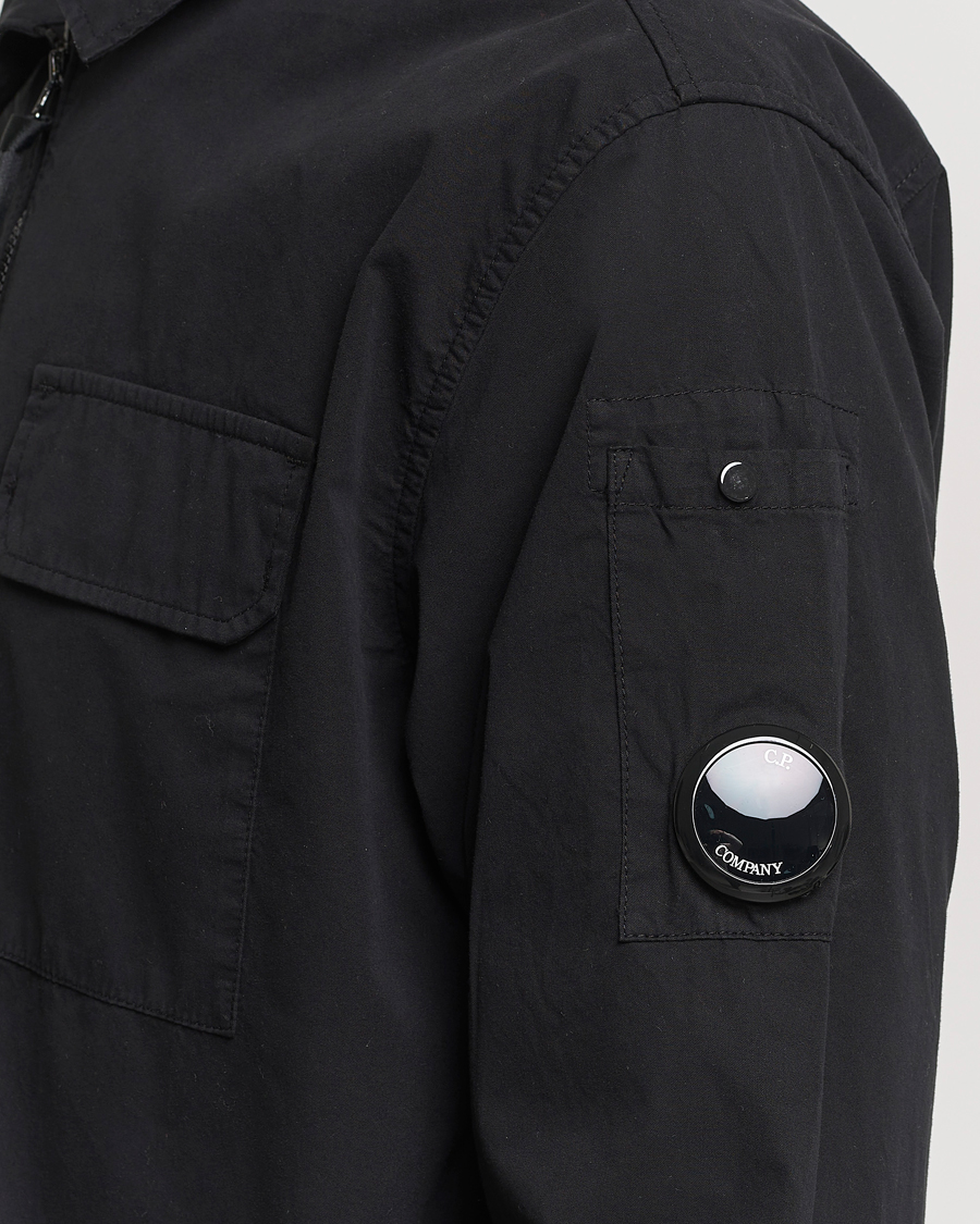 Herre | Skjorter | C.P. Company | Garment Dyed Gabardine Zip Shirt Jacket Black