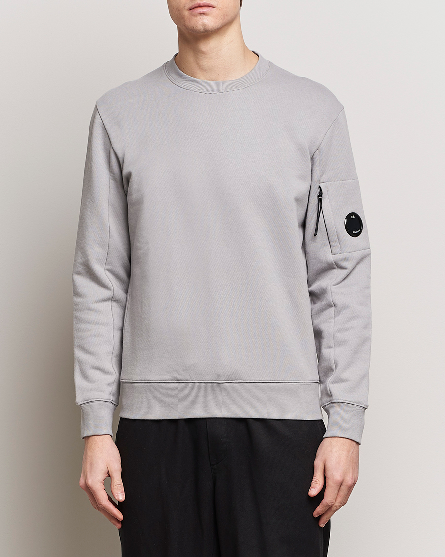 Herre | Avdelinger | C.P. Company | Diagonal Raised Fleece Lens Sweatshirt Light Grey