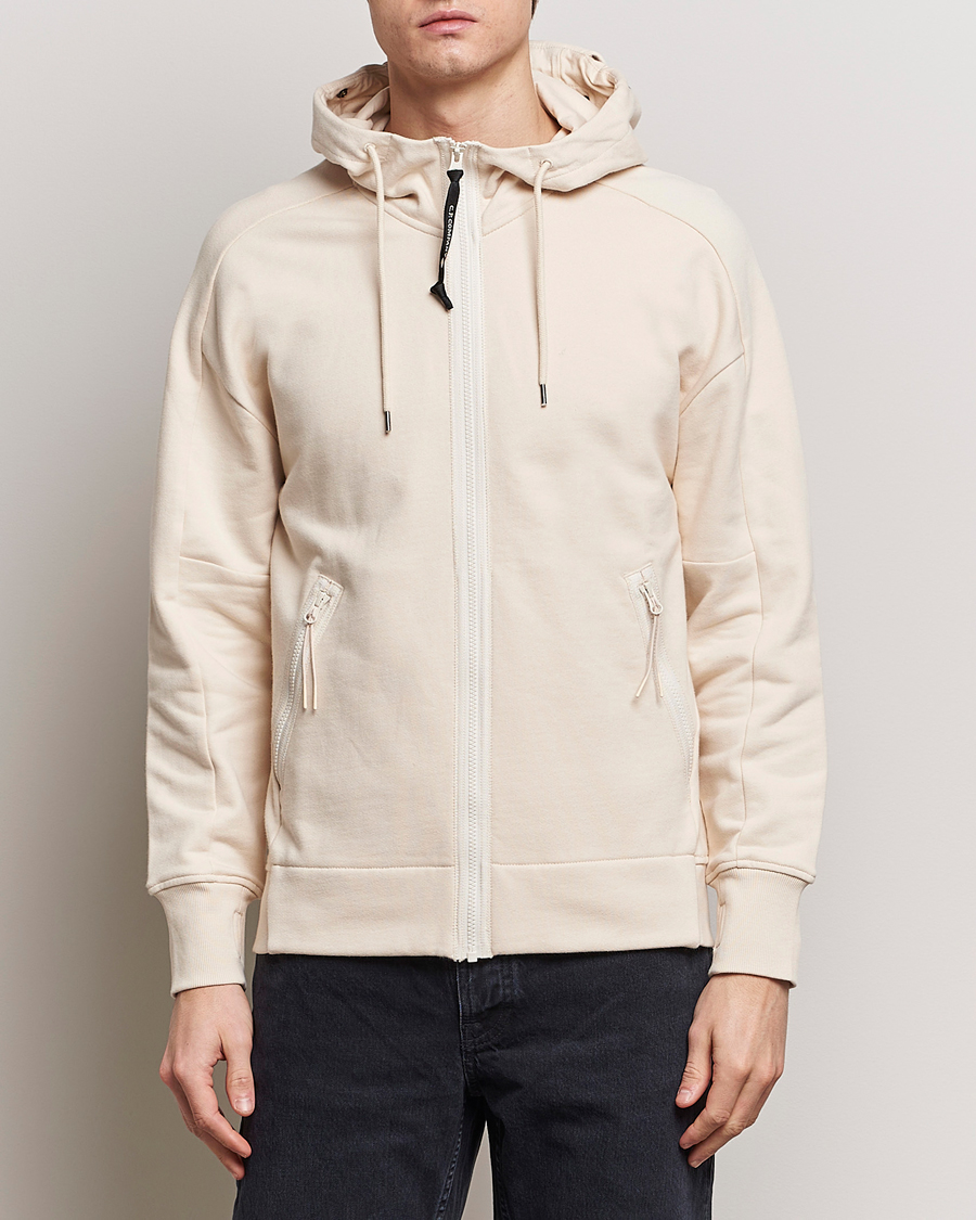 Herre | Full-zip | C.P. Company | Diagonal Raised Fleece Full Zip Goggle Hoodie Ecru