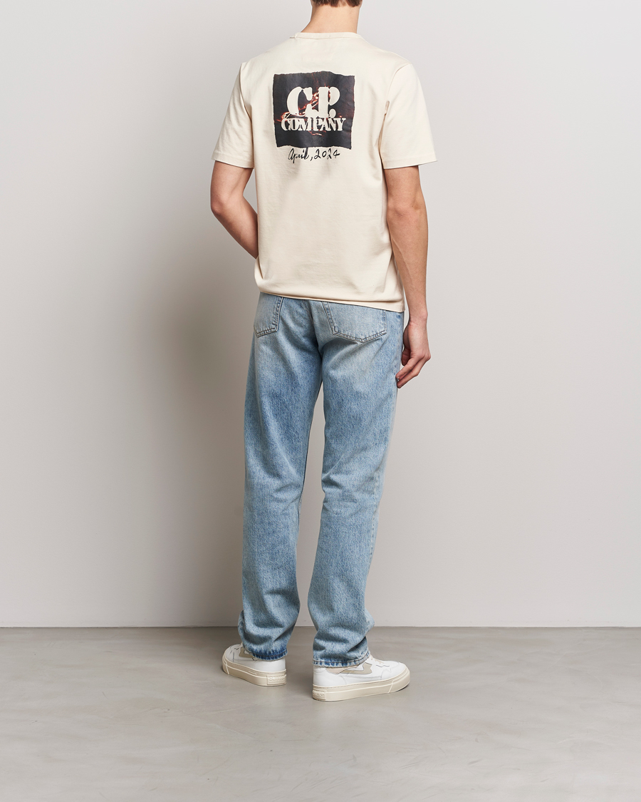 Herre | T-Shirts | C.P. Company | Mercerized Heavy Cotton Back Logo T-Shirt Ecru