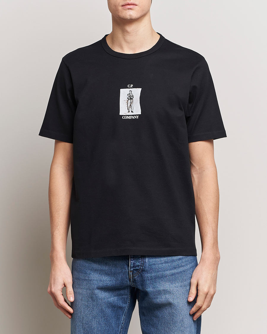 Herre | Svarte t-skjorter | C.P. Company | Mercerized Heavy Cotton Back Logo T-Shirt Black