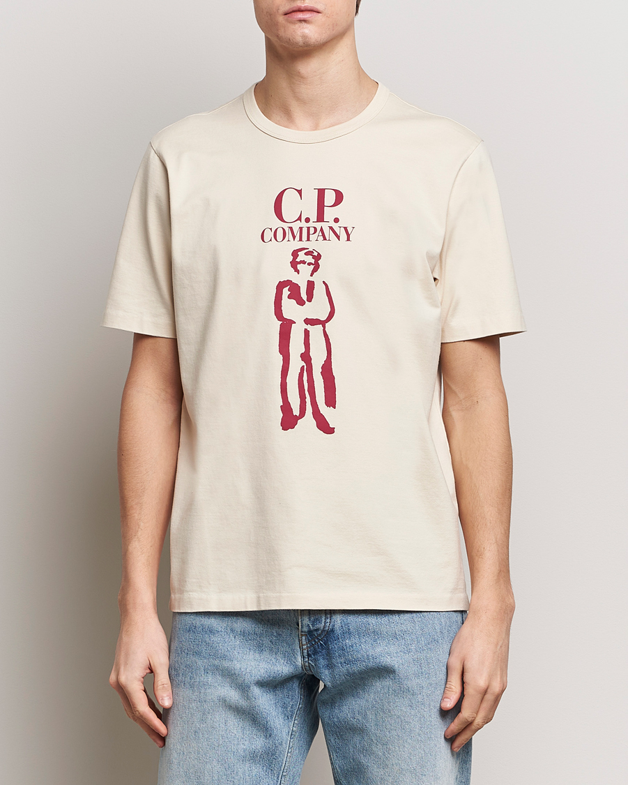 Herre | Contemporary Creators | C.P. Company | Mercerized Heavy Cotton Logo T-Shirt Ecru