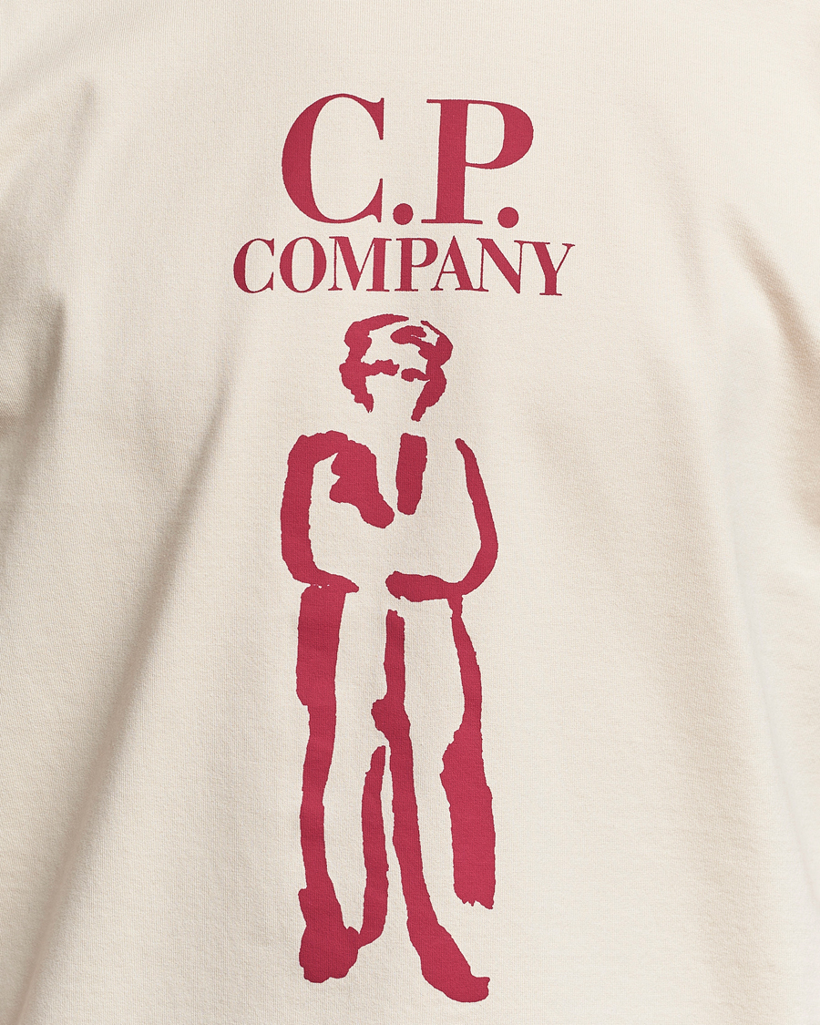 Herre | T-Shirts | C.P. Company | Mercerized Heavy Cotton Logo T-Shirt Ecru