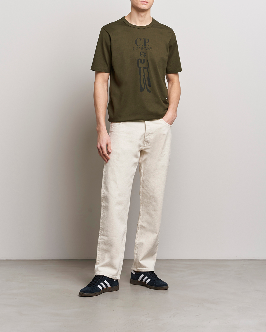 Herre | T-Shirts | C.P. Company | Mercerized Heavy Cotton Logo T-Shirt Army