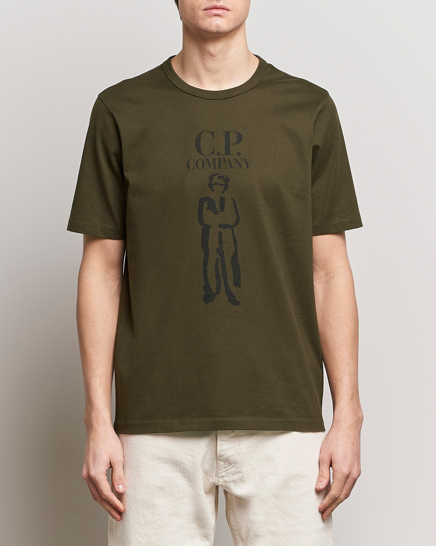 Herre | Kortermede t-shirts | C.P. Company | Mercerized Heavy Cotton Logo T-Shirt Army