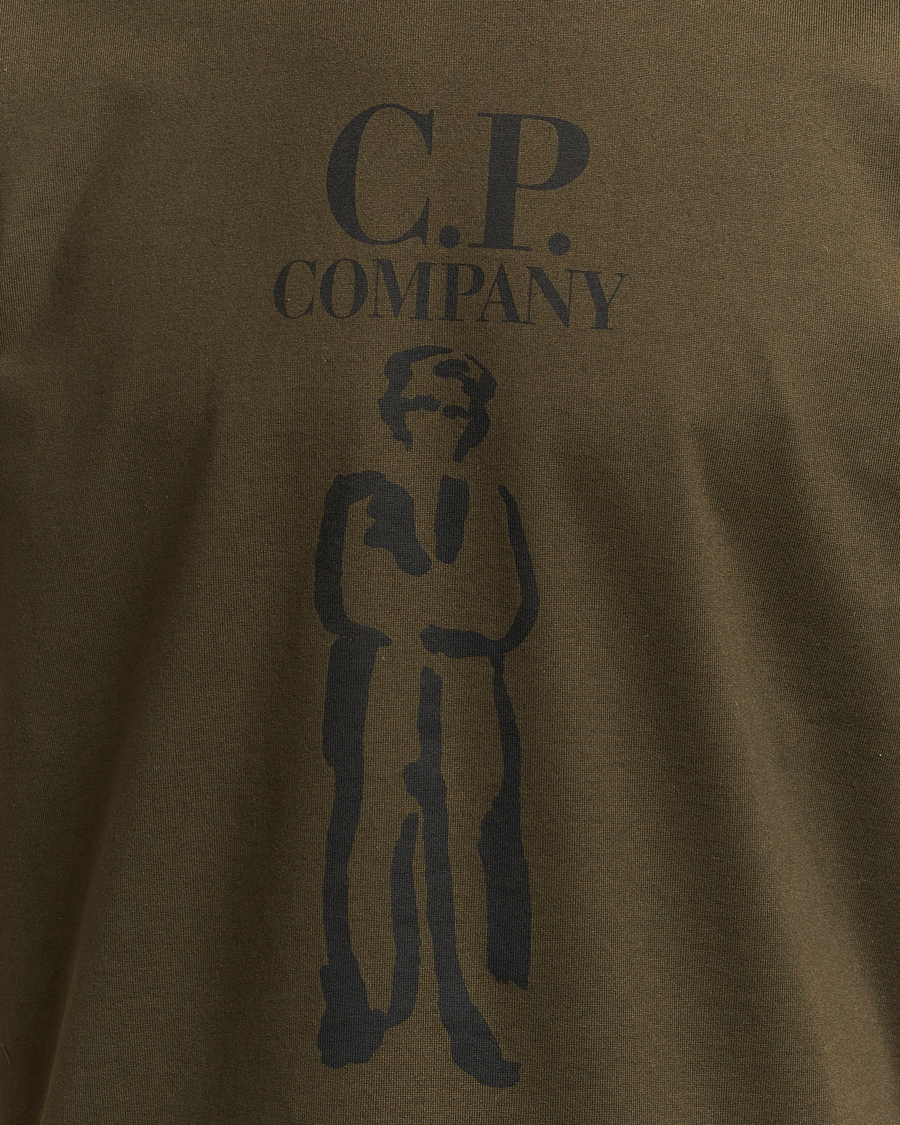 Herre | T-Shirts | C.P. Company | Mercerized Heavy Cotton Logo T-Shirt Army