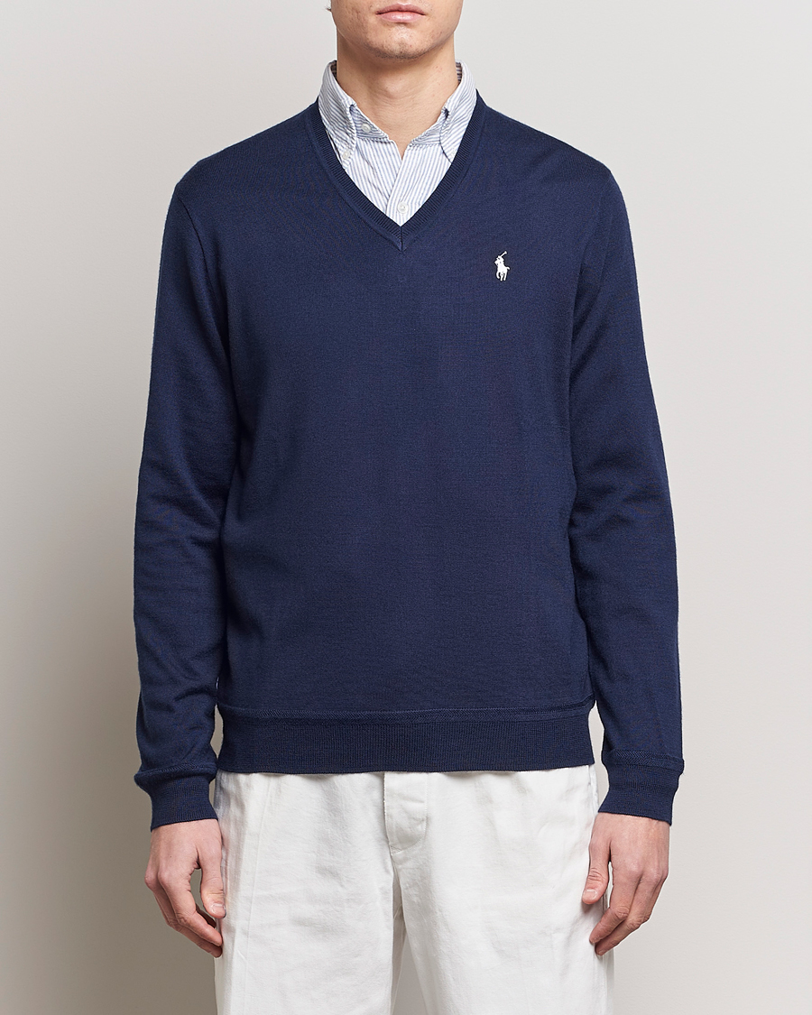 Herre |  | Polo Ralph Lauren Golf | Wool Knitted V-Neck Sweater Refined Navy