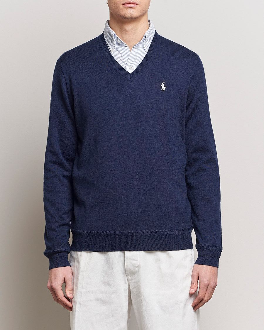 Herre | Gensere | Polo Ralph Lauren Golf | Wool Knitted V-Neck Sweater Refined Navy