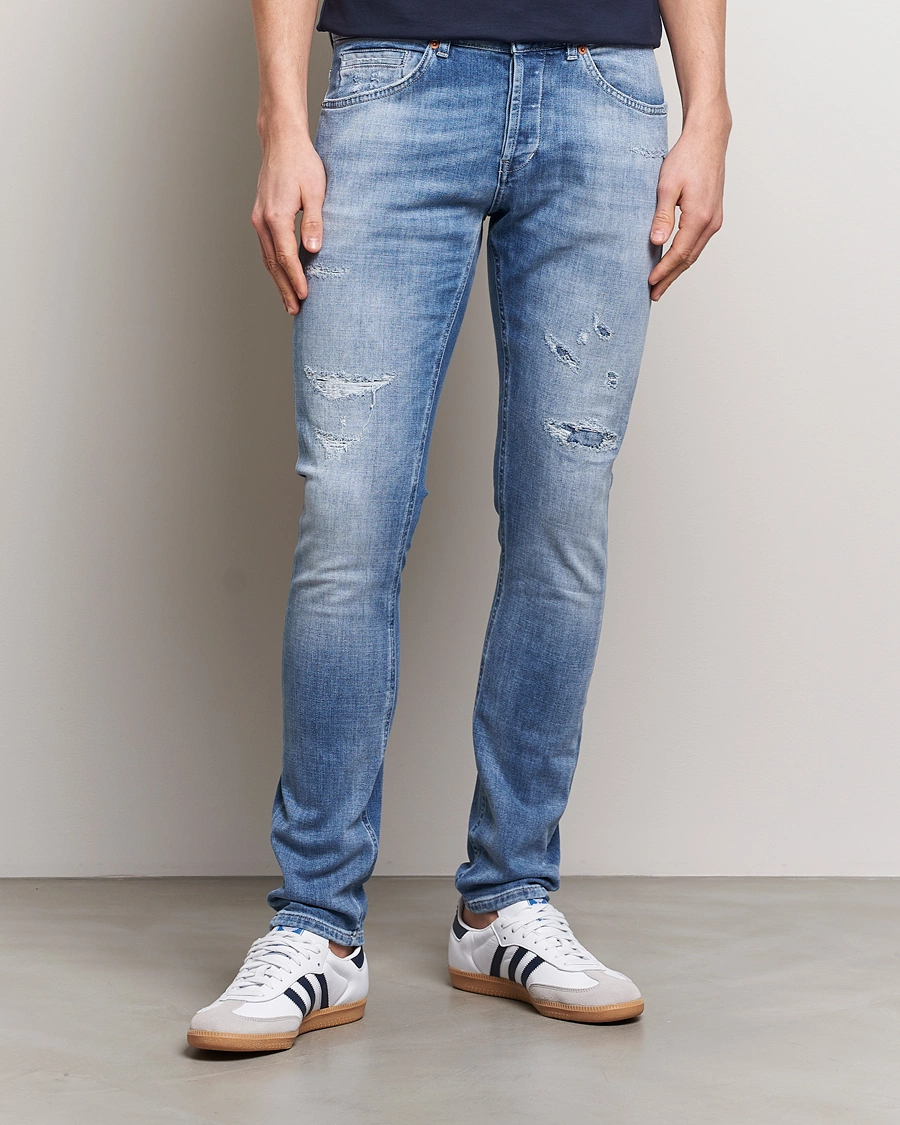 Herre | Blå jeans | Dondup | George Distressed Jeans Light Blue