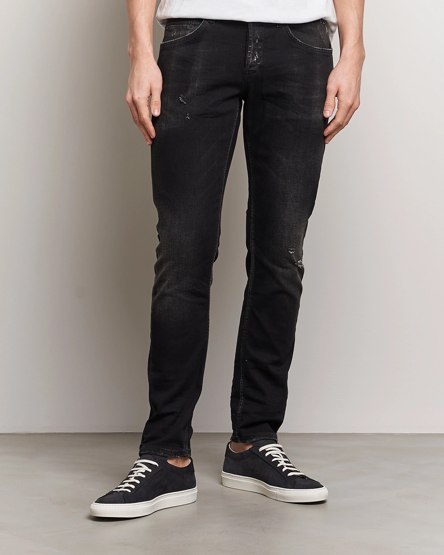 Herre | Svarte jeans | Dondup | George Distressed Jeans Washed Black