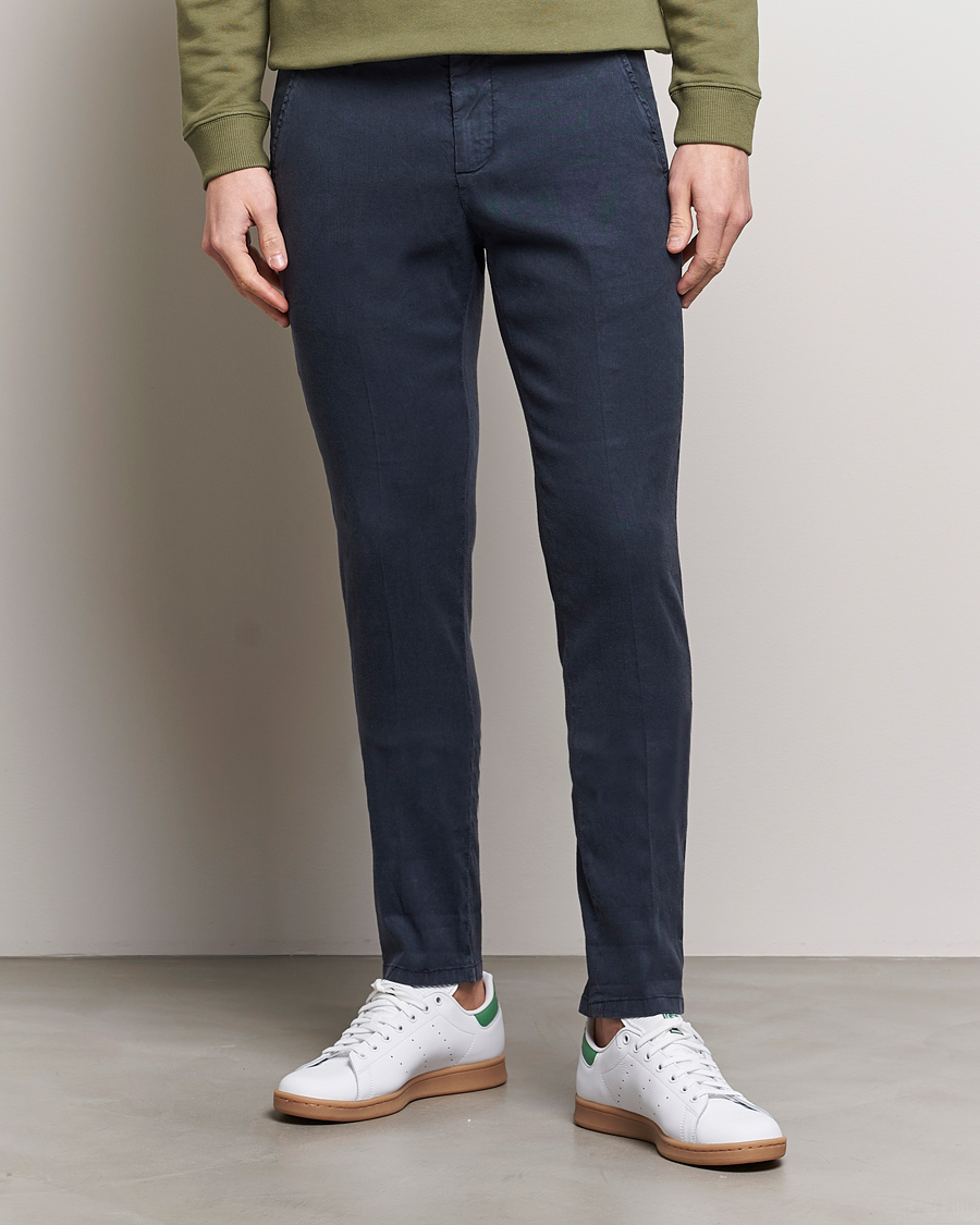 Herre | Bukser | Dondup | Gaubert Linen Stretch Chinos Navy