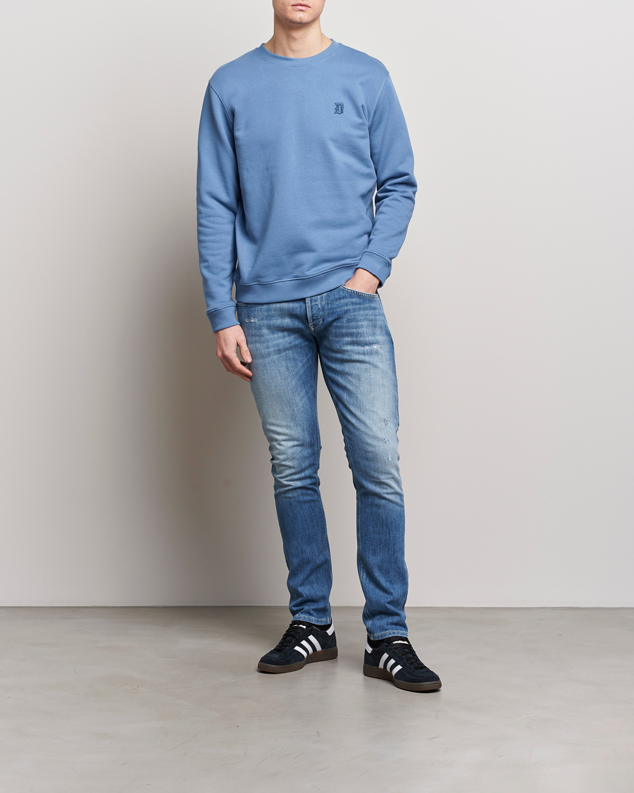 Herre | Gensere | Dondup | Loco Crew Neck Sweatshirt Washed Blue