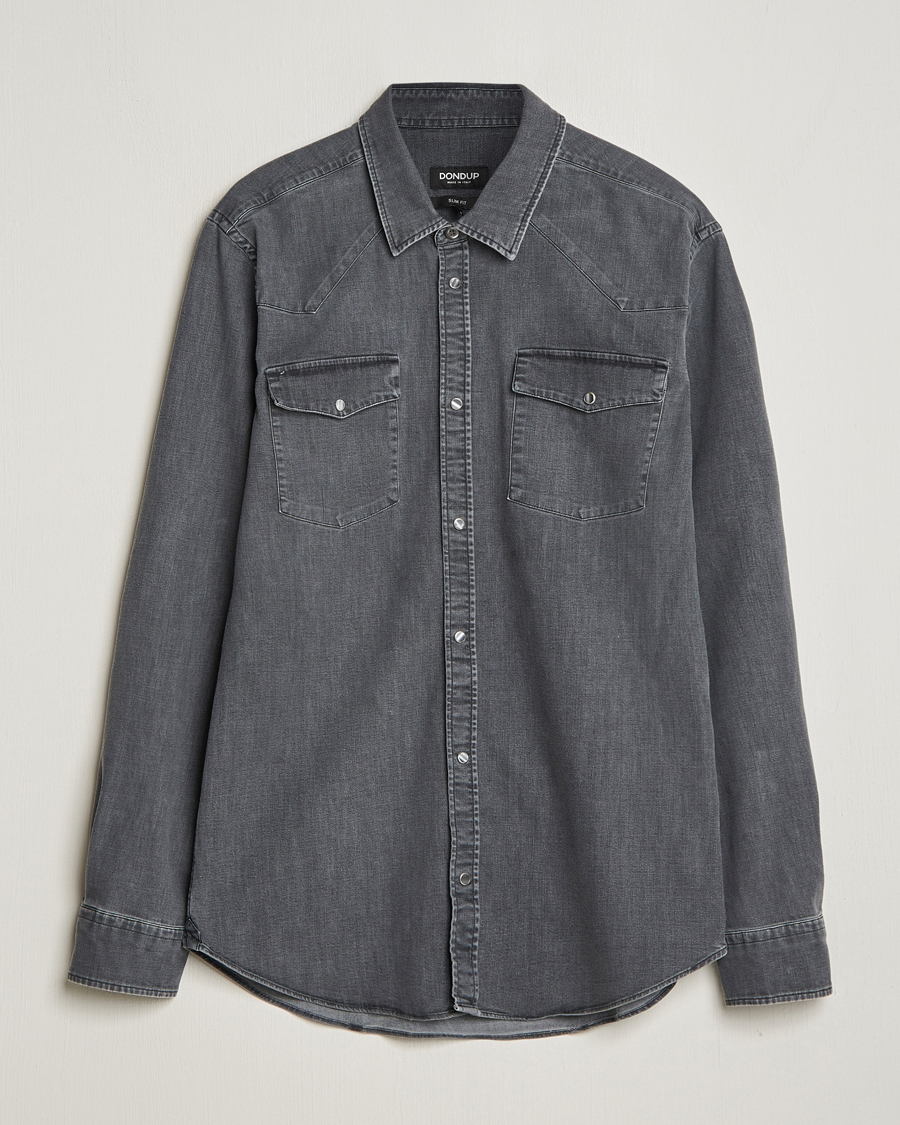 Herre | Skjorter | Dondup | Slim Fit Pocket Denim Shirt Washed Grey