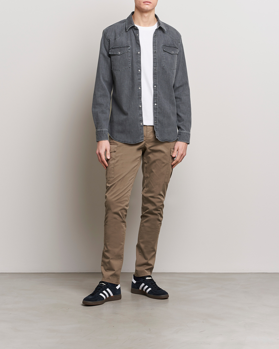 Herre | Skjorter | Dondup | Slim Fit Pocket Denim Shirt Washed Grey