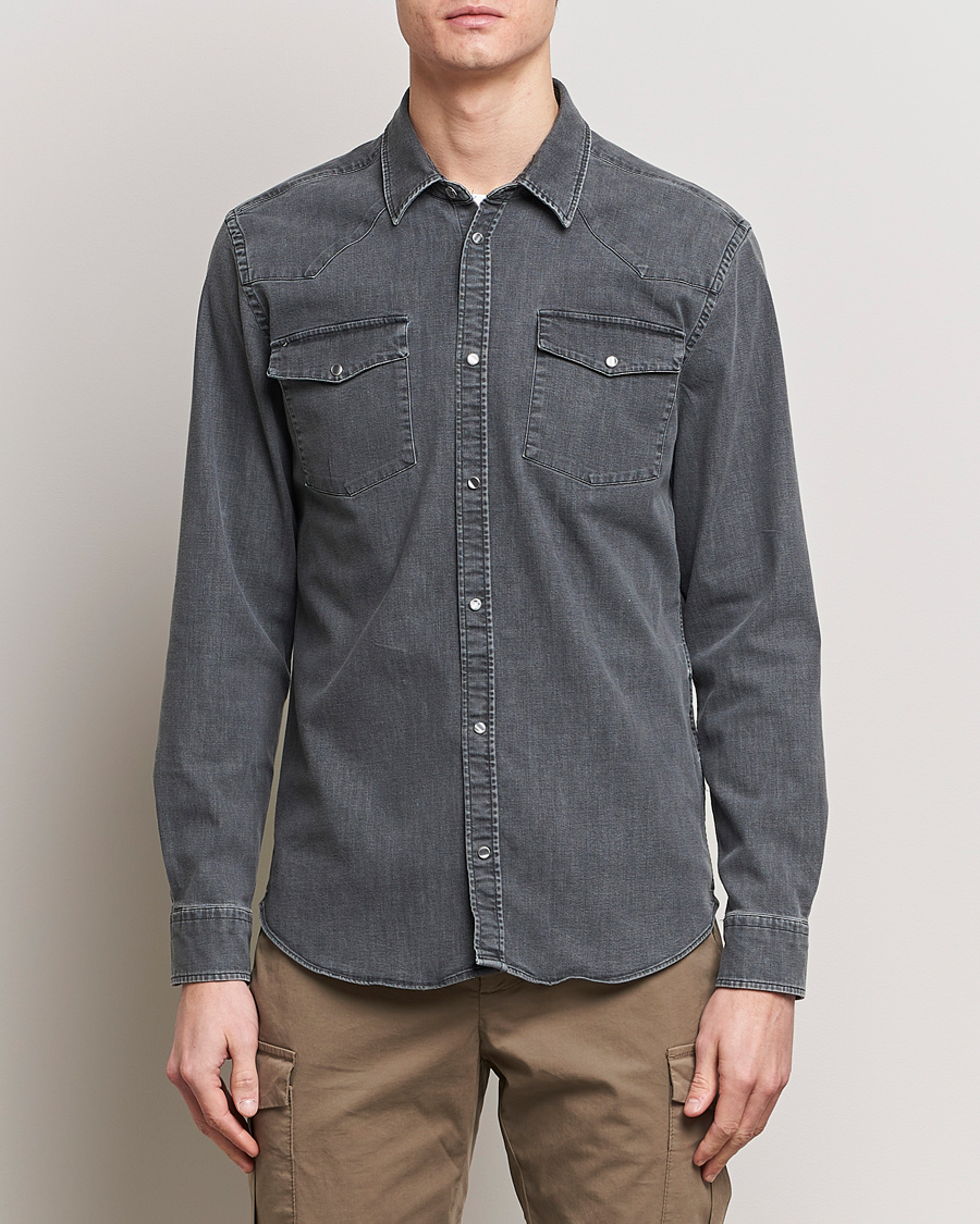 Herre | Dondup | Dondup | Slim Fit Pocket Denim Shirt Washed Grey