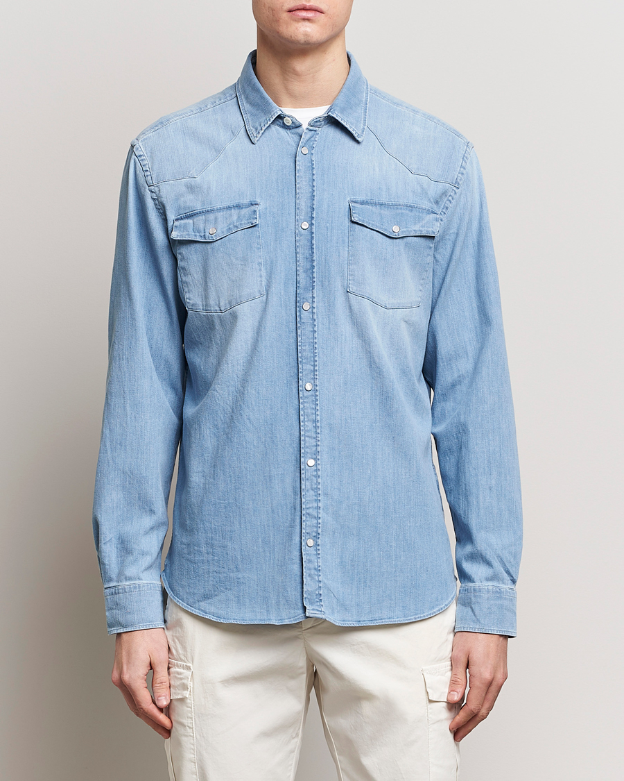 Herre | Klær | Dondup | Slim Fit Pocket Denim Shirt Light Blue