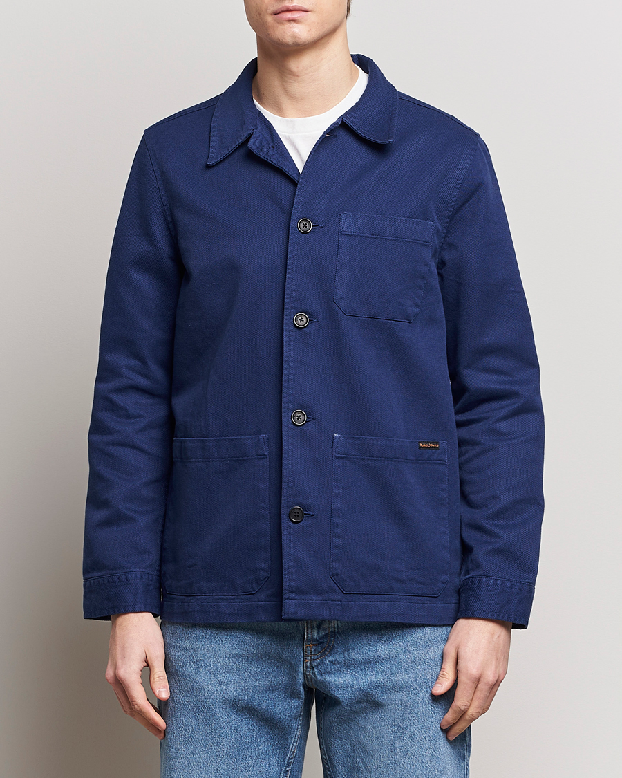 Herre |  | Nudie Jeans | Barney Worker Overshirt Mid Blue