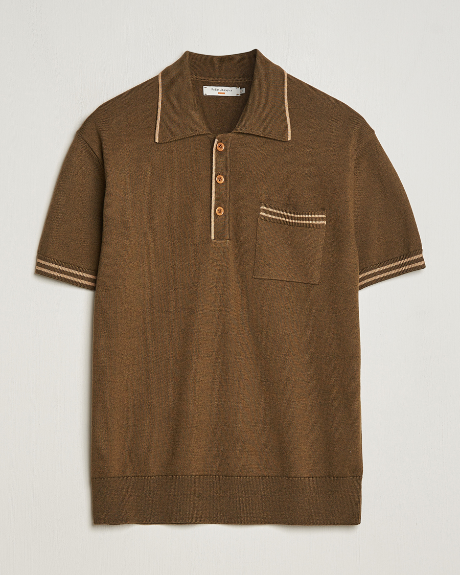 Herre | Pikéer | Nudie Jeans | Frippe Knitted Polo Olive
