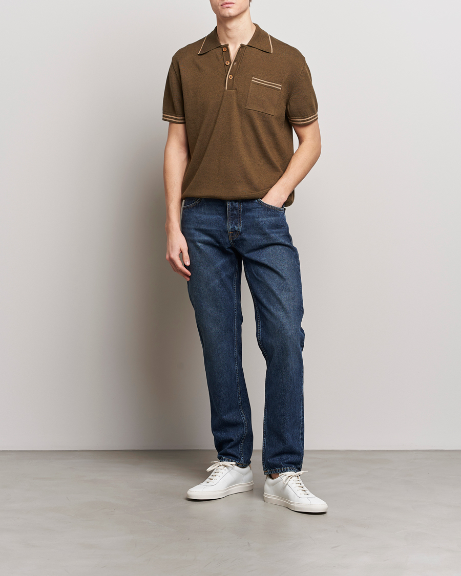 Herre | Pikéer | Nudie Jeans | Frippe Knitted Polo Olive