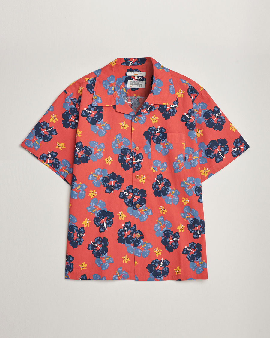 Herre | Skjorter | Nudie Jeans | Arthur Printed Flower Short Sleeve Shirt Red
