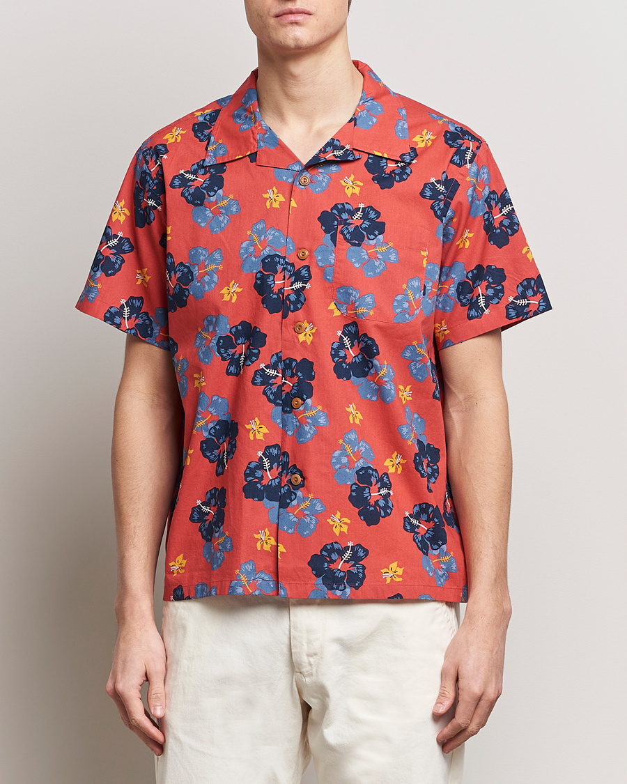 Herre | Kortermede skjorter | Nudie Jeans | Arthur Printed Flower Short Sleeve Shirt Red