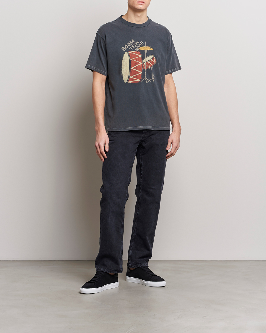 Herre | T-Shirts | Nudie Jeans | Koffe Printed Crew Neck T-Shirt Antracite