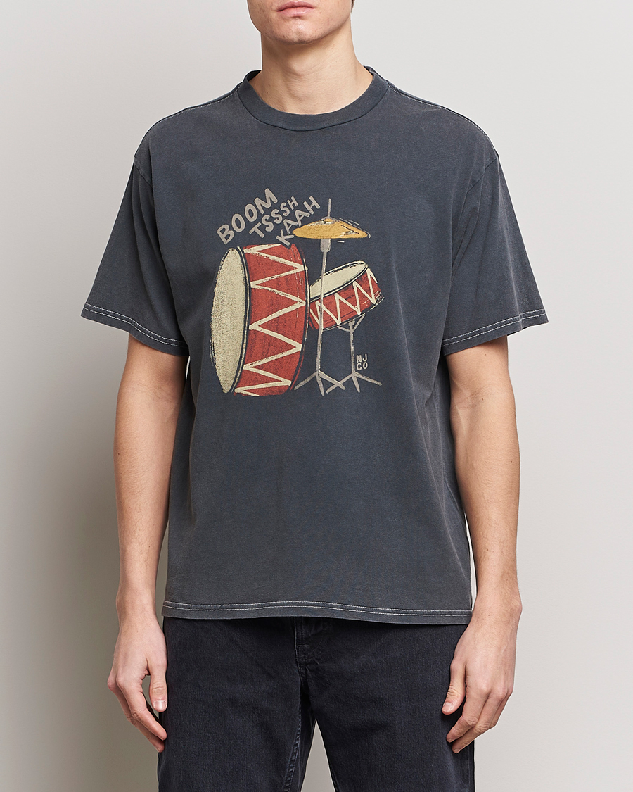Herre | Klær | Nudie Jeans | Koffe Printed Crew Neck T-Shirt Antracite