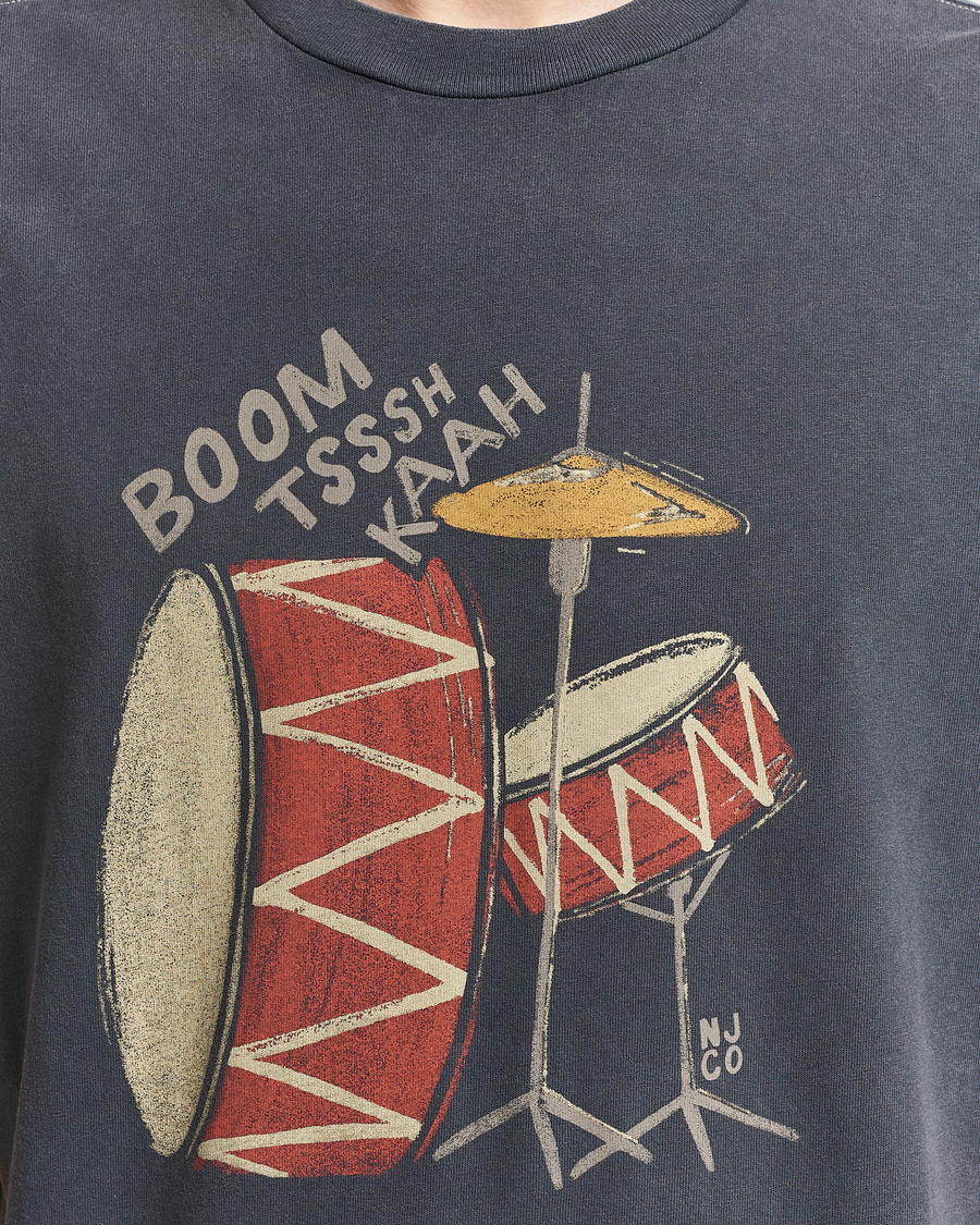 Herre | T-Shirts | Nudie Jeans | Koffe Printed Crew Neck T-Shirt Antracite