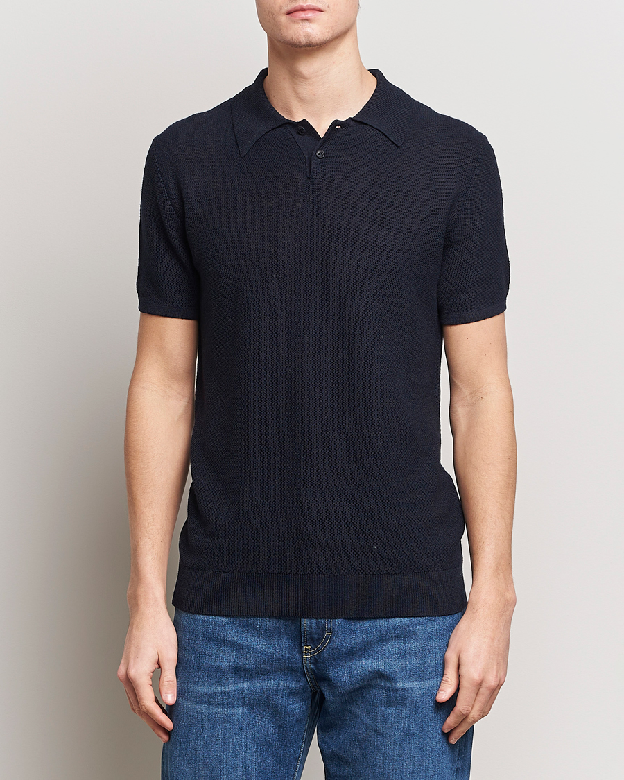 Herre | Pikéer | A.P.C. | Jay Viscose/Linen Polo Dark Navy