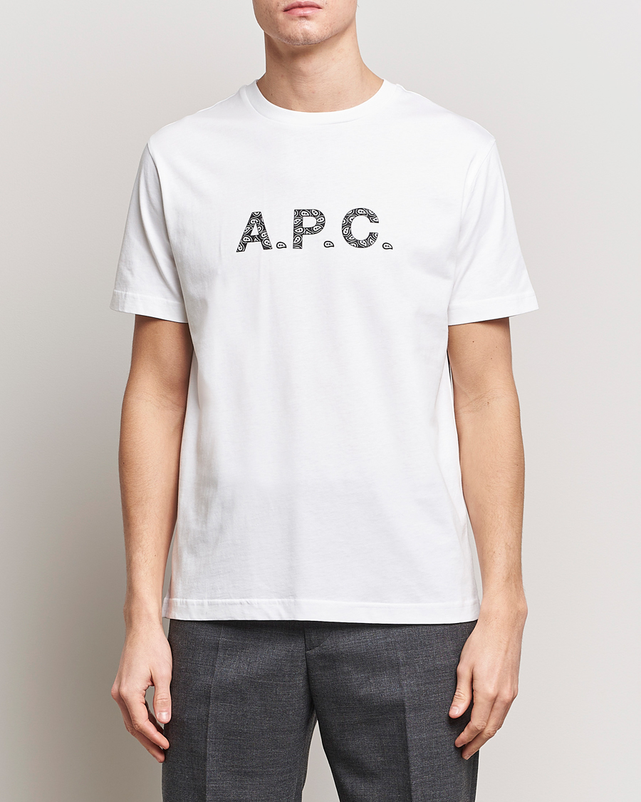 Herre | Kortermede t-shirts | A.P.C. | Paisley Logo Crew Neck T-Shirt White
